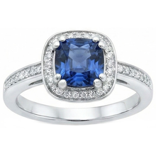 Cushion Sri Lanka Blue Sapphire Natural Earth Mined DIAMOND ( NOT LAB GROWN ) Ring Solid Gold 1.70 Ct