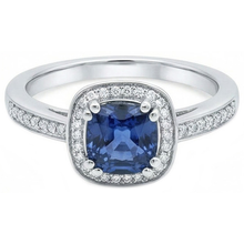 Cushion Sri Lanka Blue Sapphire Natural Earth Mined DIAMOND ( NOT LAB GROWN ) Ring Solid Gold 1.70 Ct