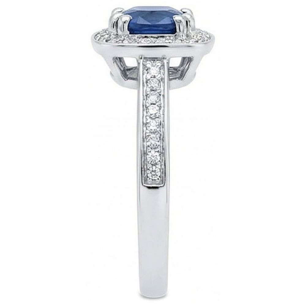 Cushion Sri Lanka Blue Sapphire Natural Earth Mined DIAMOND ( NOT LAB GROWN ) Ring Solid Gold 1.70 Ct