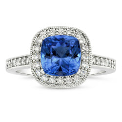 Natural Sapphire Ring 3.40ct - White Gold 14K