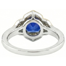 Cushion Sri Lanka Sapphire Natural Earth Mined DIAMOND ( NOT LAB GROWN )s Ring 5.66 Ct. Two Tone Gold