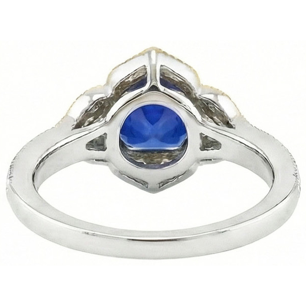 Cushion Sri Lanka Sapphire Natural Earth Mined DIAMOND ( NOT LAB GROWN )s Ring 5.66 Ct. Two Tone Gold