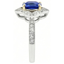 Cushion Sri Lanka Sapphire Natural Earth Mined DIAMOND ( NOT LAB GROWN )s Ring 5.66 Ct. Two Tone Gold