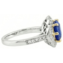 Cushion Sri Lanka Sapphire Natural Earth Mined DIAMOND ( NOT LAB GROWN )s Ring 5.66 Ct. Two Tone Gold