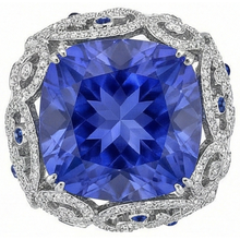 Cushion Sri Lanka Sapphire Natural Earth Mined DIAMOND ( NOT LAB GROWN )s White Gold 14K Ring 8.51 Ct