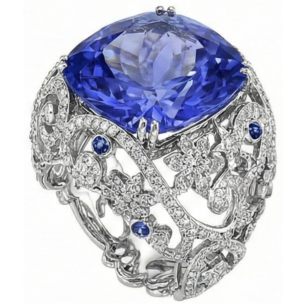 Cushion Sri Lanka Sapphire Natural Earth Mined DIAMOND ( NOT LAB GROWN )s White Gold 14K Ring 8.51 Ct