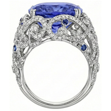 Cushion Sri Lanka Sapphire Natural Earth Mined DIAMOND ( NOT LAB GROWN )s White Gold 14K Ring 8.51 Ct