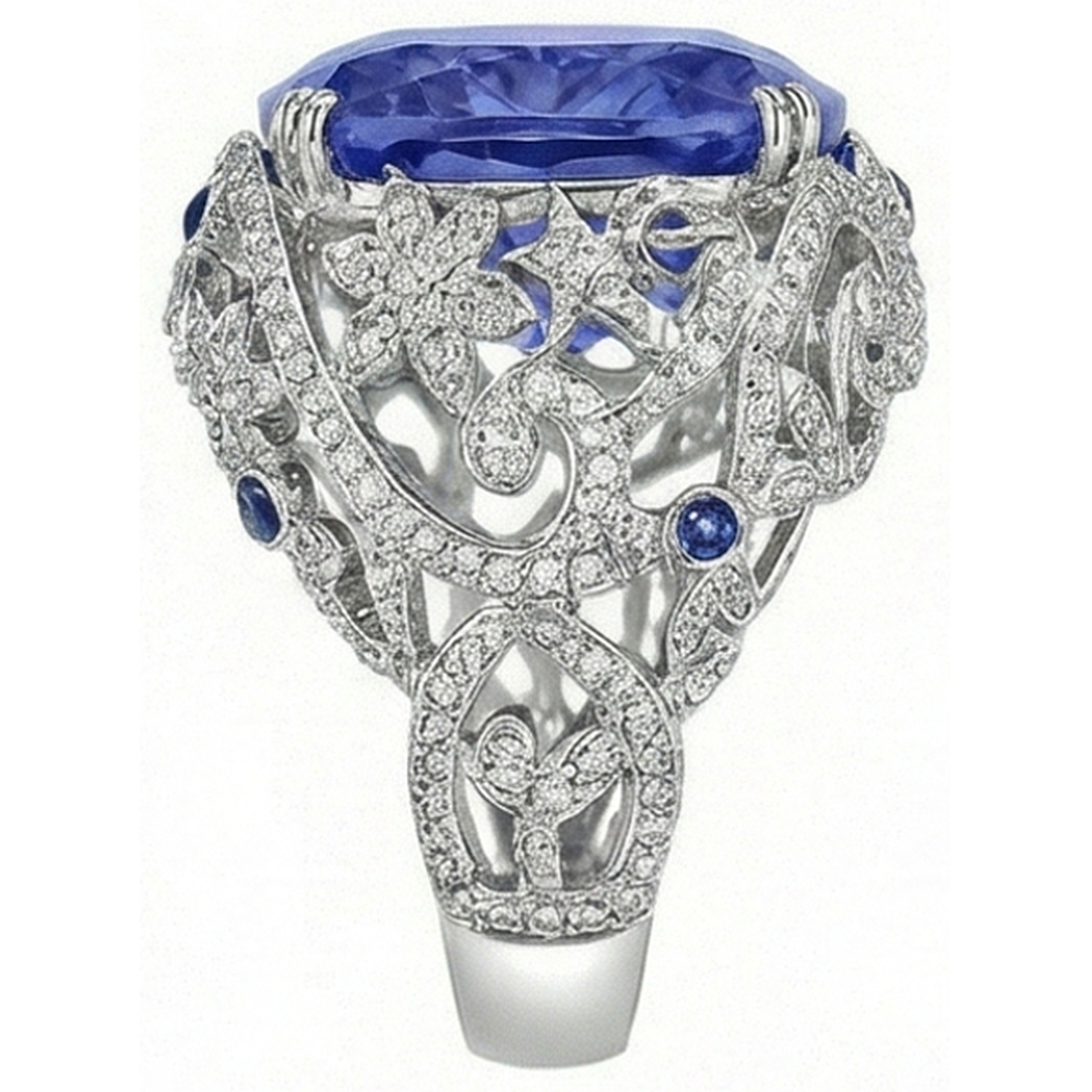 Cushion Sri Lanka Sapphire Natural Earth Mined DIAMOND ( NOT LAB GROWN )s White Gold 14K Ring 8.51 Ct