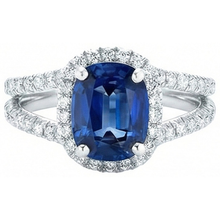 Cushion Sri Lanka Sapphire Round Halo Natural Earth Mined DIAMOND ( NOT LAB GROWN )s Ring 4.75 Ct