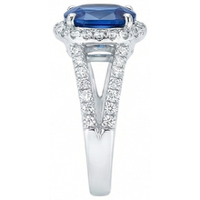 Cushion Sri Lanka Sapphire Round Halo Natural Earth Mined DIAMOND ( NOT LAB GROWN )s Ring 4.75 Ct