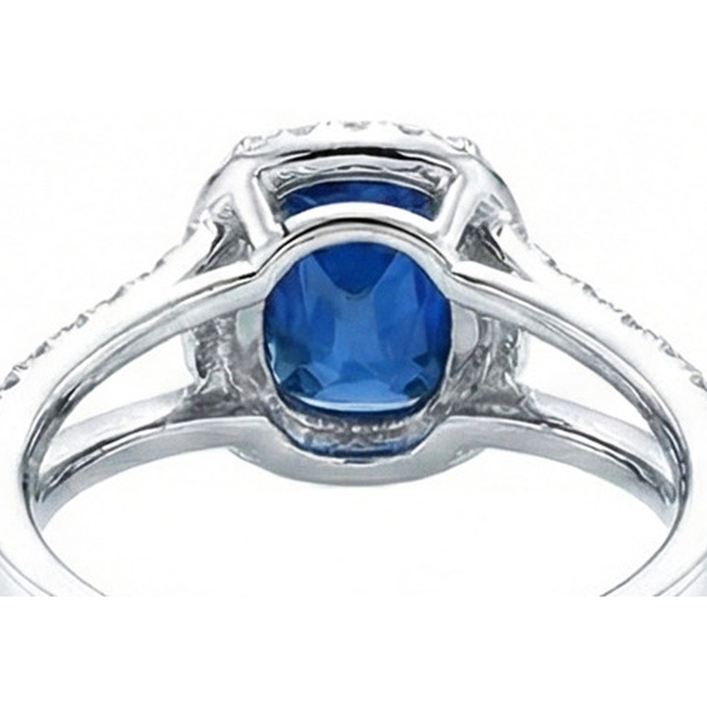 Cushion Sri Lanka Sapphire Round Halo Natural Earth Mined DIAMOND ( NOT LAB GROWN )s Ring 4.75 Ct