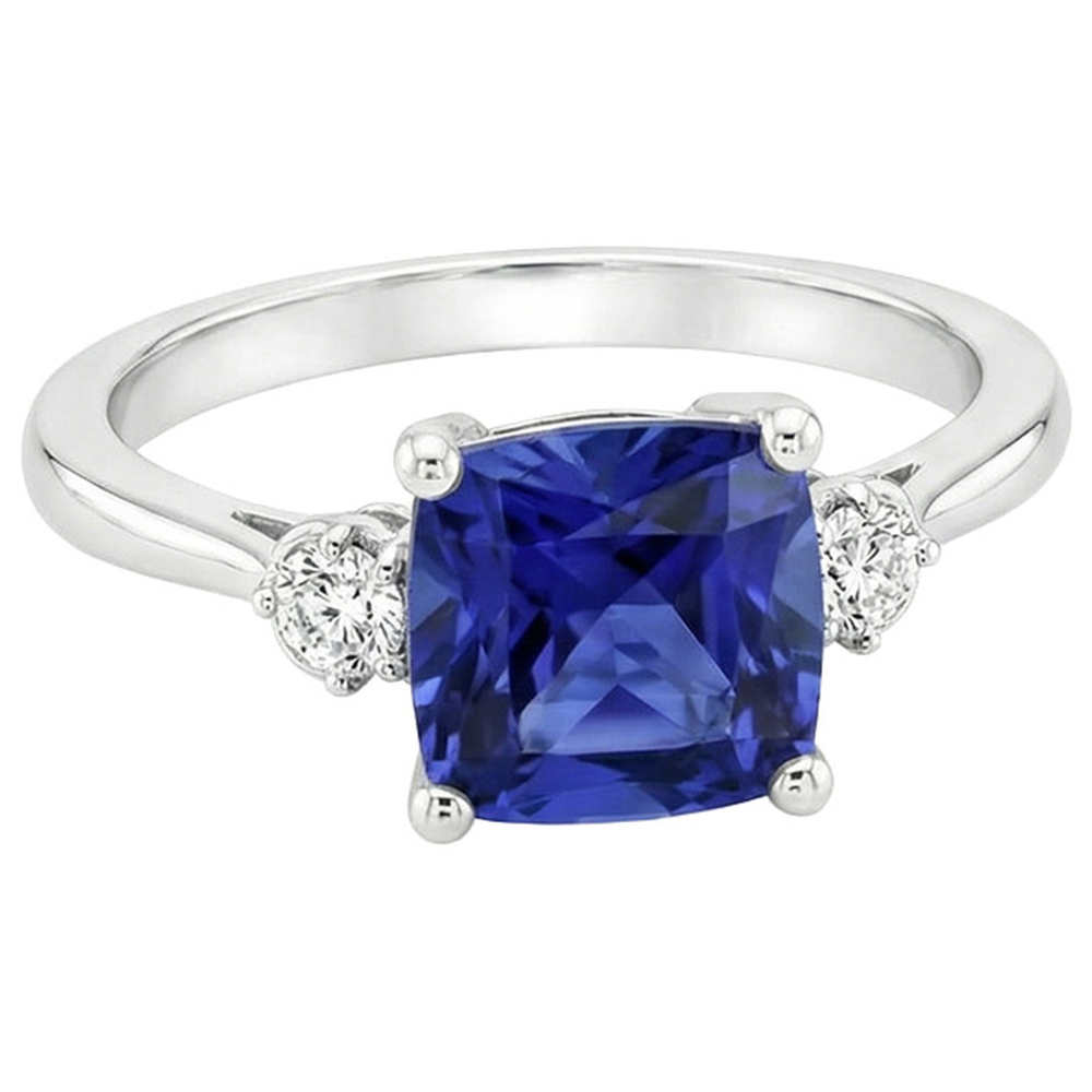 natural round sapphire 2.75ct ring side angle