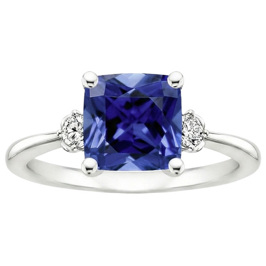 natural round sapphire 2.75ct ring close up detail