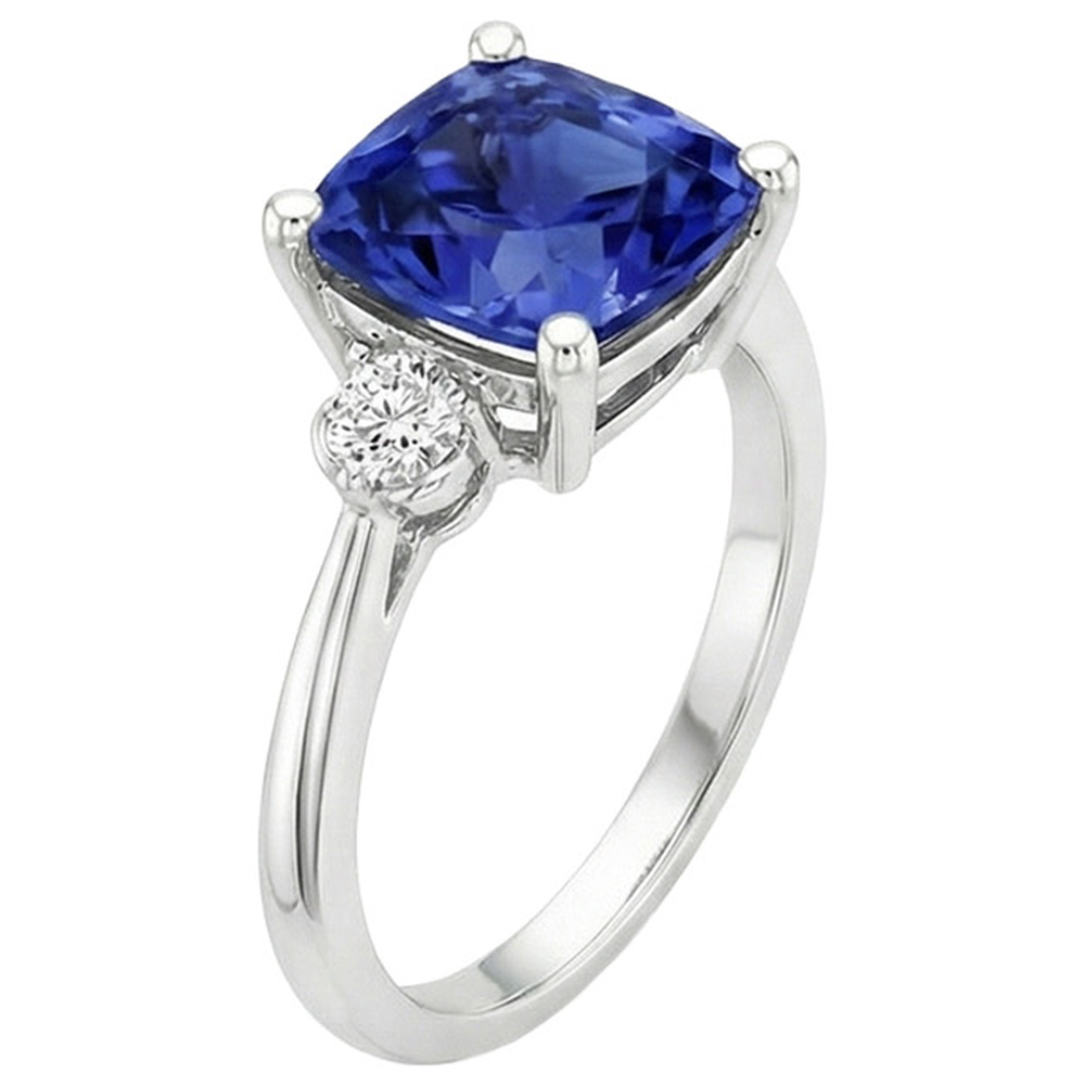 natural round sapphire 2.75ct ring profile view