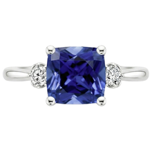 natural round sapphire 2.75ct ring top view