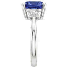 natural round sapphire 2.75ct ring on white background