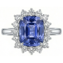 Cushion Tanzanite 4.30 Carat Natural Earth Mined DIAMOND ( NOT LAB GROWN )s Halo Ring White Gold 14K