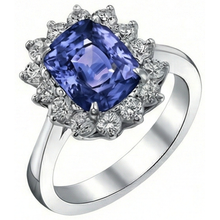 Cushion Tanzanite 4.30 Carat Natural Earth Mined DIAMOND ( NOT LAB GROWN )s Halo Ring White Gold 14K