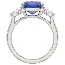 Cushion Tanzanite AAA Natural Earth Mined DIAMOND ( NOT LAB GROWN )s 3 Carat 3-Stone Ring White Gold 14K