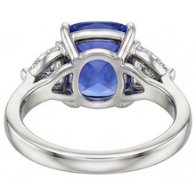 Cushion Tanzanite AAA Natural Earth Mined DIAMOND ( NOT LAB GROWN )s 3 Carat 3-Stone Ring White Gold 14K