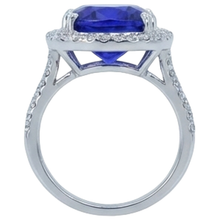 Cushion Tanzanite And Natural Earth Mined Diamond 6.50 Ct Wedding Ring 14K Gold