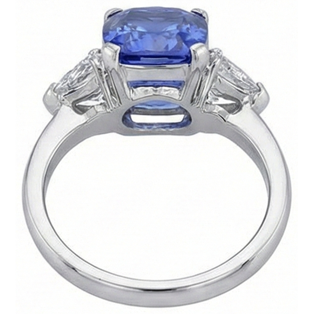 Cushion Tanzanite And Natural Earth Mined DIAMOND ( NOT LAB GROWN )s 3 Stone Ring 5 Carat White Gold