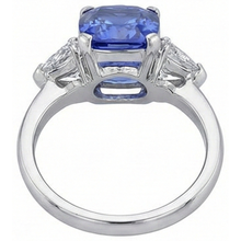 Cushion Tanzanite And Natural Earth Mined DIAMOND ( NOT LAB GROWN )s 3 Stone Ring 5 Carat White Gold