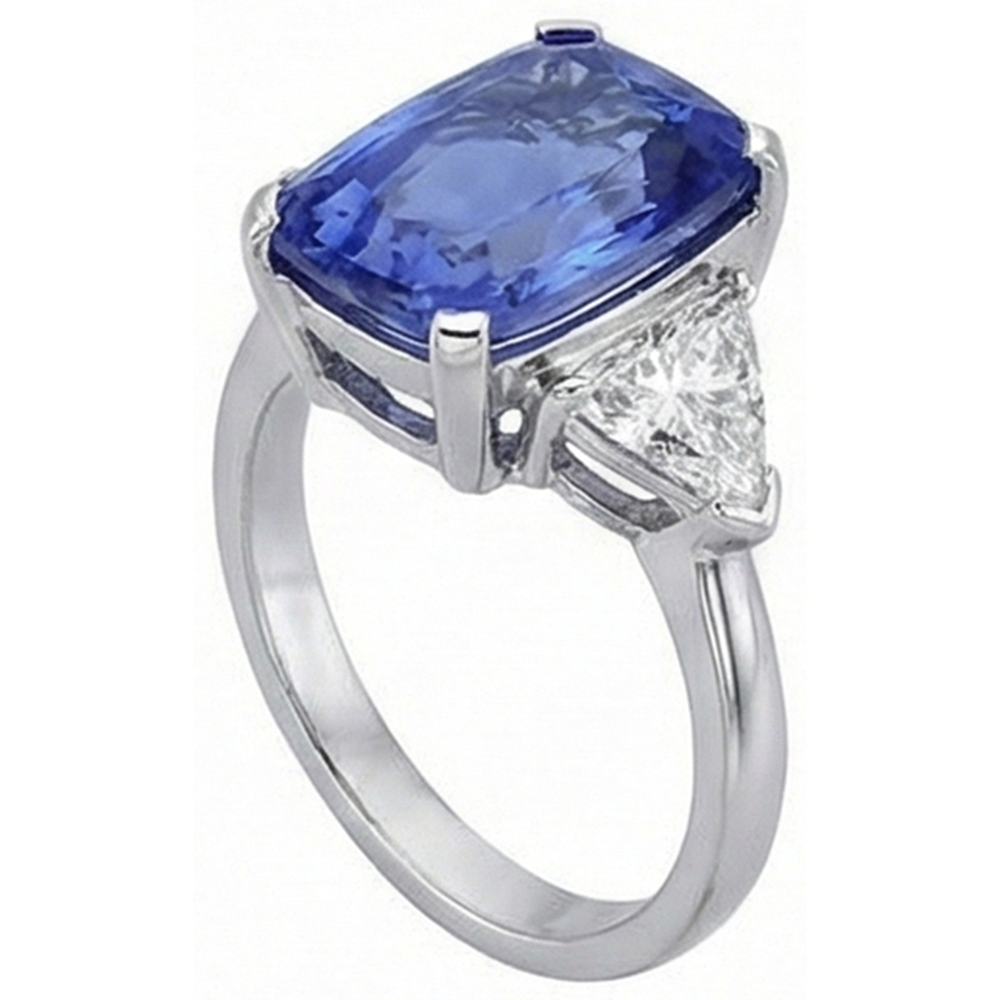 Cushion Tanzanite And Natural Earth Mined DIAMOND ( NOT LAB GROWN )s 3 Stone Ring 5 Carat White Gold