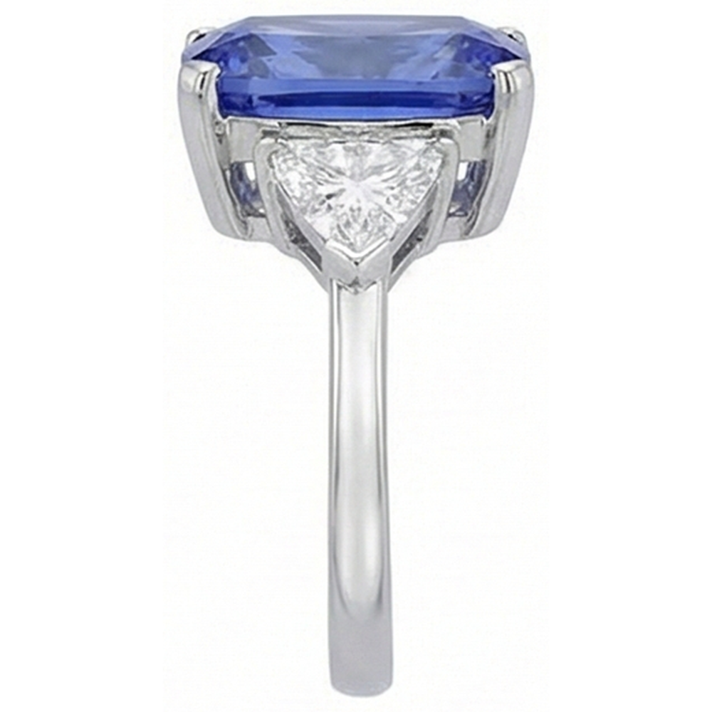 Cushion Tanzanite And Natural Earth Mined DIAMOND ( NOT LAB GROWN )s 3 Stone Ring 5 Carat White Gold