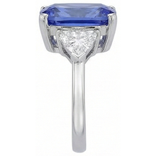 Cushion Tanzanite And Natural Earth Mined DIAMOND ( NOT LAB GROWN )s 3 Stone Ring 5 Carat White Gold
