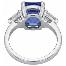 Cushion Tanzanite And Natural Earth Mined DIAMOND ( NOT LAB GROWN )s 3 Stone Ring 5 Carat White Gold
