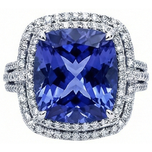 Cushion Tanzanite And Round Natural Earth Mined DIAMOND ( NOT LAB GROWN )s 4.50 Carats Ring Gemstone Jewellery