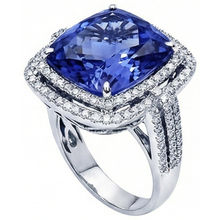Cushion Tanzanite And Round Natural Earth Mined DIAMOND ( NOT LAB GROWN )s 4.50 Carats Ring Gemstone Jewellery