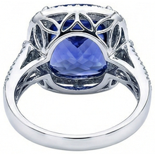 Cushion Tanzanite And Round Natural Earth Mined DIAMOND ( NOT LAB GROWN )s 4.50 Carats Ring Gemstone Jewellery