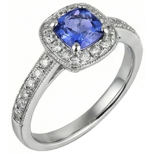 Cushion Tanzanite Natural Earth Mined DIAMOND ( NOT LAB GROWN )s 2 Carat Halo Ring White Gold 14K