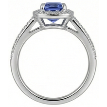 Cushion Tanzanite Natural Earth Mined DIAMOND ( NOT LAB GROWN )s 2 Carat Halo Ring White Gold 14K