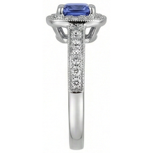 Cushion Tanzanite Natural Earth Mined DIAMOND ( NOT LAB GROWN )s 2 Carat Halo Ring White Gold 14K
