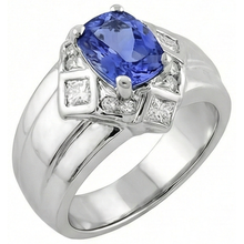 Cushion Tanzanite Natural Earth Mined DIAMOND ( NOT LAB GROWN )s 5 Carats Ring White Gold 14K