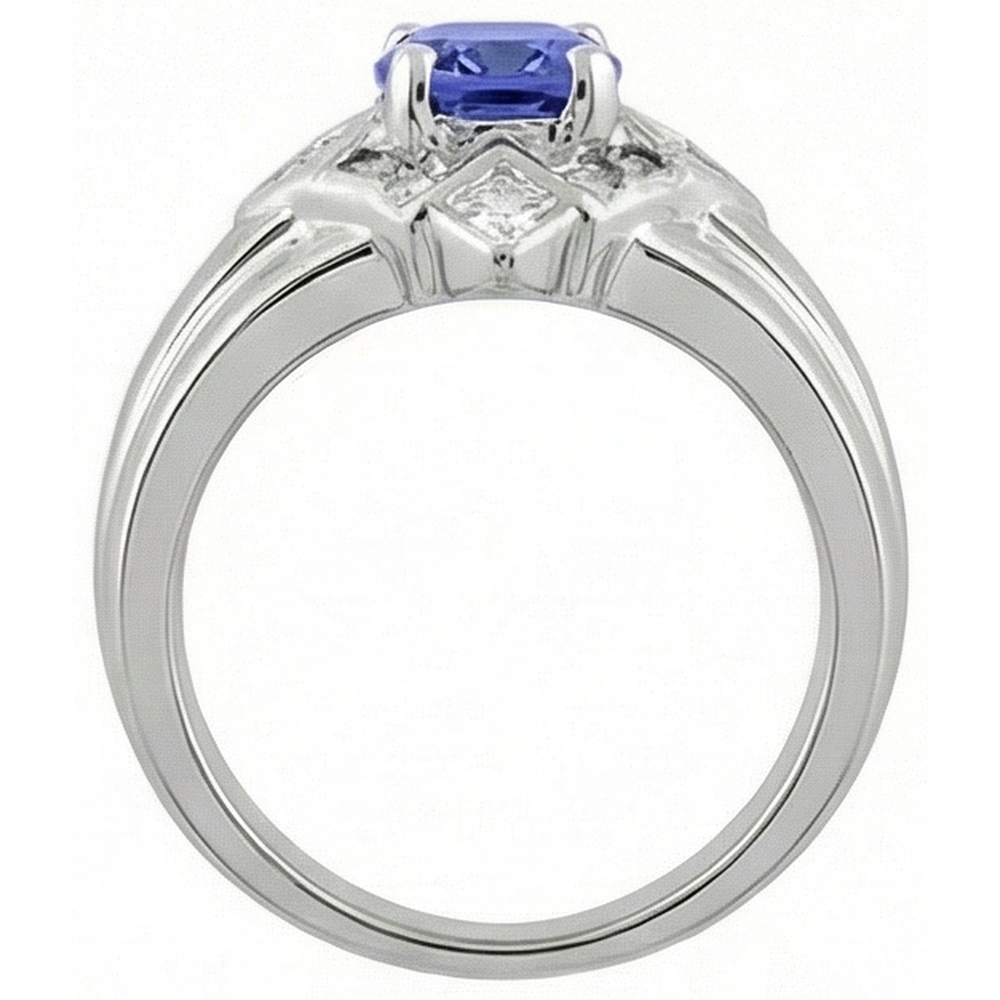 Cushion Tanzanite Natural Earth Mined DIAMOND ( NOT LAB GROWN )s 5 Carats Ring White Gold 14K
