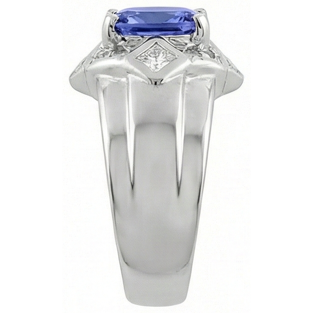 Cushion Tanzanite Natural Earth Mined DIAMOND ( NOT LAB GROWN )s 5 Carats Ring White Gold 14K