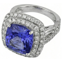 natural round tanzanite 7ct ring side angle