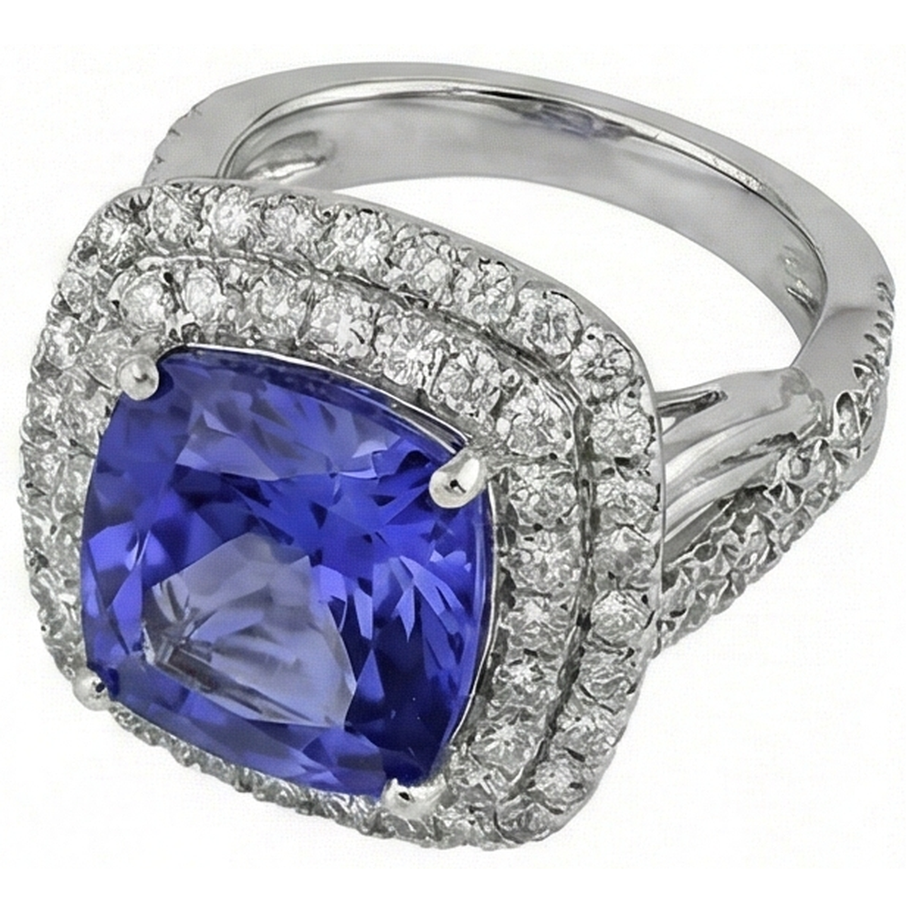 natural round tanzanite 7ct ring side angle