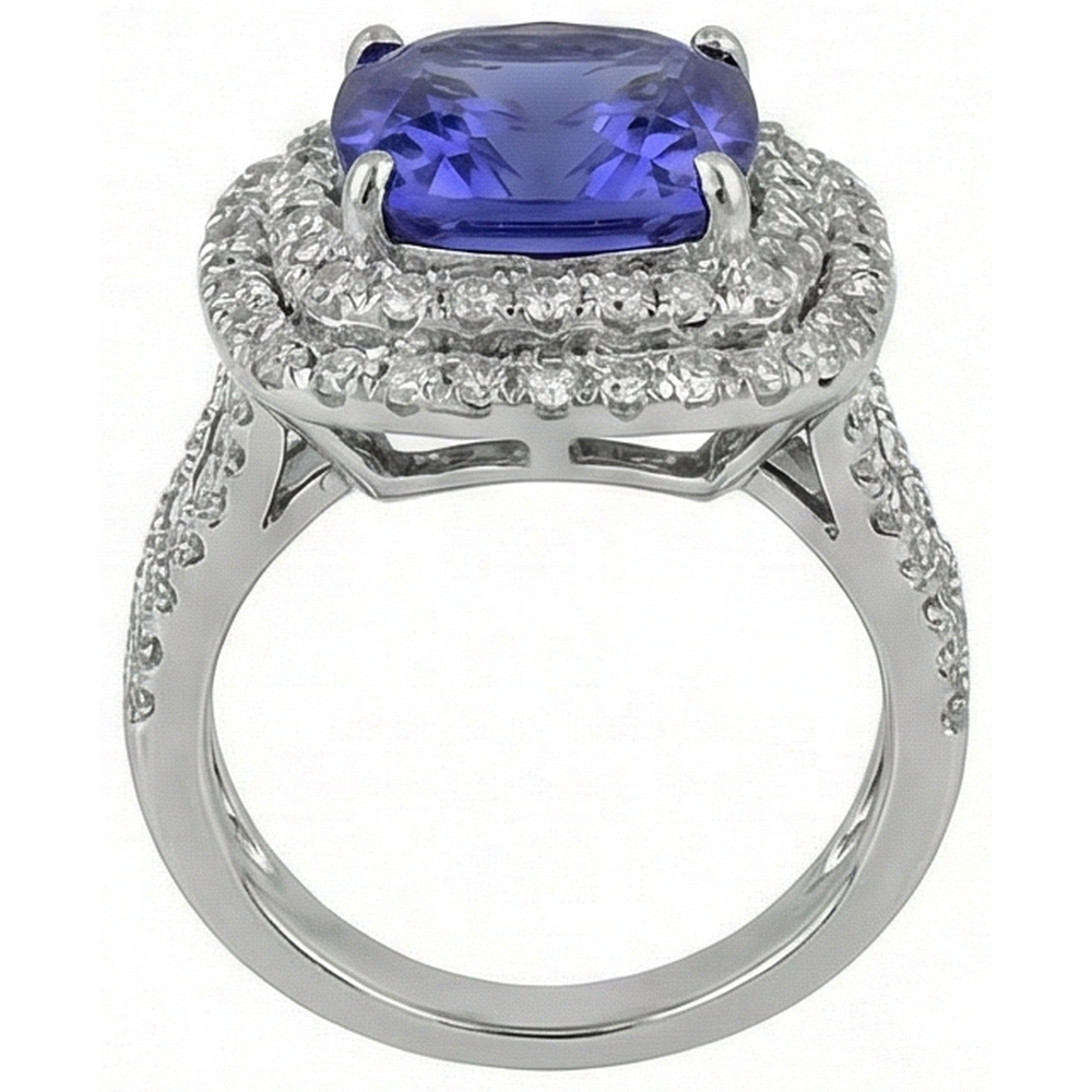 natural round tanzanite 7ct ring top view