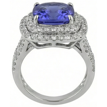 natural round tanzanite 7ct ring top view