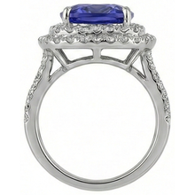 natural round tanzanite 7ct ring profile view