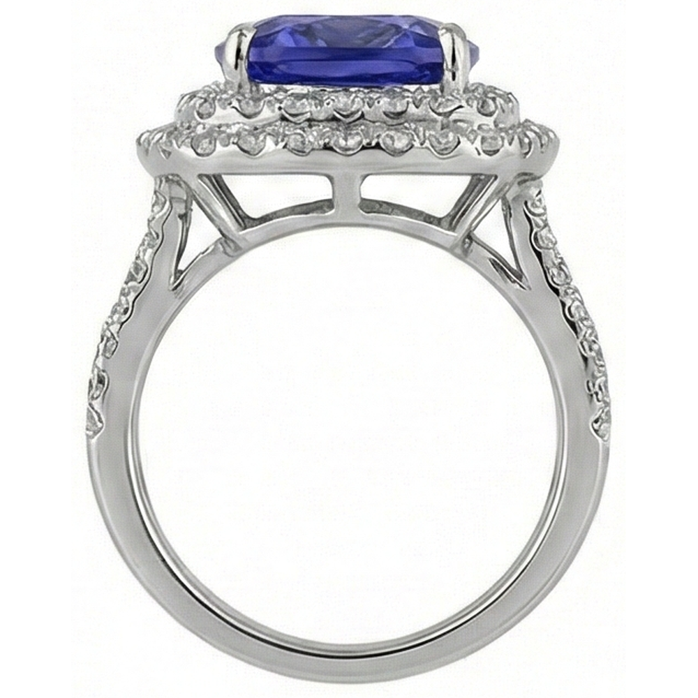 natural round tanzanite 7ct ring profile view