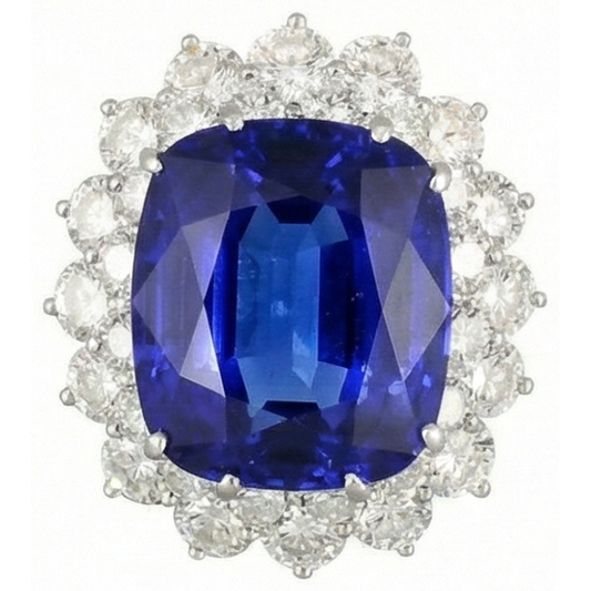 Cushion Tanzanite With Round Natural Earth Mined Diamonds 5 Ct Ring New White Gold 14K