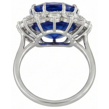 Cushion Tanzanite With Round Natural Earth Mined Diamonds 5 Ct Ring New White Gold 14K