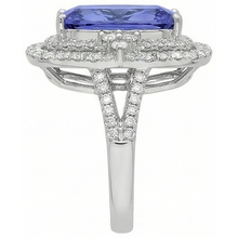 Cushion Tanzanite & Natural Earth Mined DIAMOND ( NOT LAB GROWN ) 7 Carats Halo Fancy Ring Gold White 14K