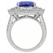 Cushion Tanzanite & Natural Earth Mined DIAMOND ( NOT LAB GROWN ) 7 Carats Halo Fancy Ring Gold White 14K